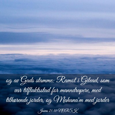 Picture 03 - Josvas 21:38 NORSK - og av Gads stamme: Ramot i Gilead, som var - Bible Verse Picture