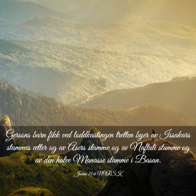 Picture 03 - Josvas 21:6 NORSK - Gersons barn fikk ved loddkastingen tretten byer - Bible Verse Picture