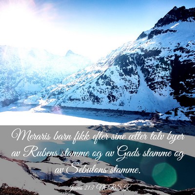 Picture 03 - Josvas 21:7 NORSK - Meraris barn fikk efter sine ætter tolv byer av - Bible Verse Picture