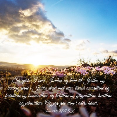 Picture 03 - Josvas 24:11 NORSK - Så gikk I over Jordan og kom til Jeriko, og - Bible Verse Picture