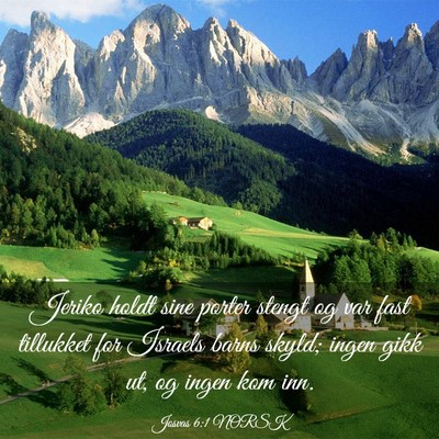 Picture 03 - Josvas 6:1 NORSK - Jeriko holdt sine porter stengt og var fast - Bible Verse Picture