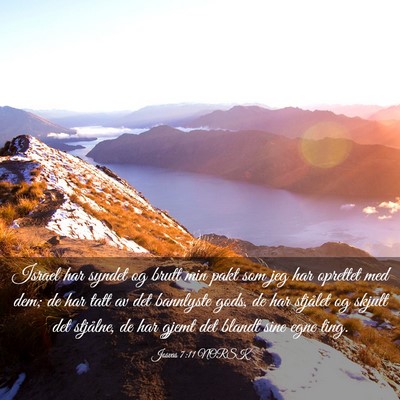 Picture 03 - Josvas 7:11 NORSK - Israel har syndet og brutt min pakt som jeg har - Bible Verse Picture