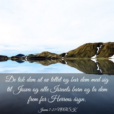 Picture 03 - Josvas 7:23 NORSK - De tok dem ut av teltet og bar dem med sig til - Bible Verse Picture