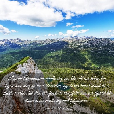 Picture 03 - Josvas 8:20 NORSK - Da nu Ai-mennene vendte sig om, blev de var - Bible Verse Picture