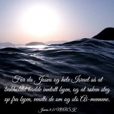Picture 03 - Josvas 8:21 NORSK - For da Josva og hele Israel så at bakholdet - Bible Verse Picture