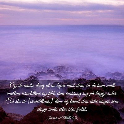 Picture 03 - Josvas 8:22 NORSK - Og de andre drog ut av byen imot dem, så de kom - Bible Verse Picture