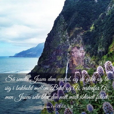 Picture 03 - Josvas 8:9 NORSK - Så sendte Josva dem avsted, og de gikk og la sig - Bible Verse Picture