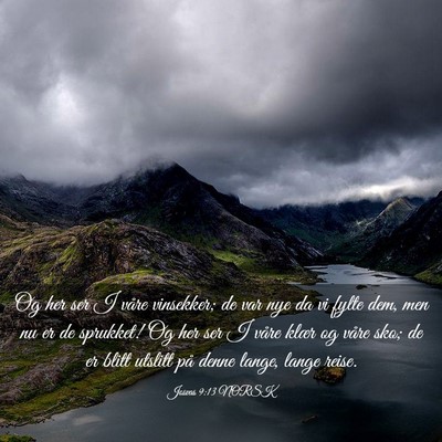 Picture 03 - Josvas 9:13 NORSK - Og her ser I våre vinsekker; de var nye da vi - Bible Verse Picture