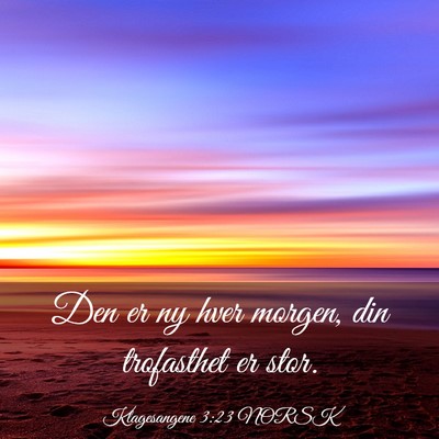 Picture 03 - Klagesangene 3:23 NORSK - Den er ny hver morgen, din trofasthet er - Bible Verse Picture