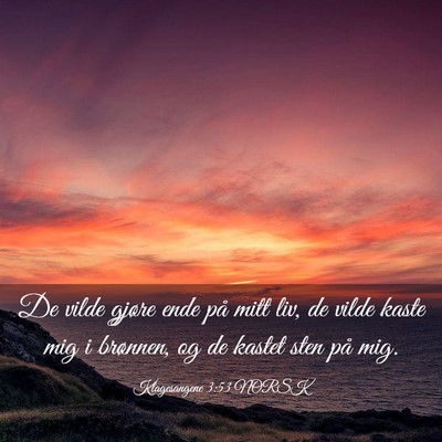 Picture 03 - Klagesangene 3:53 NORSK - De vilde gjøre ende på mitt liv, de vilde kaste - Bible Verse Picture
