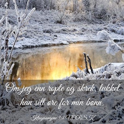 Picture 03 - Klagesangene 3:8 NORSK - Om jeg enn ropte og skrek, lukket han sitt øre - Bible Verse Picture