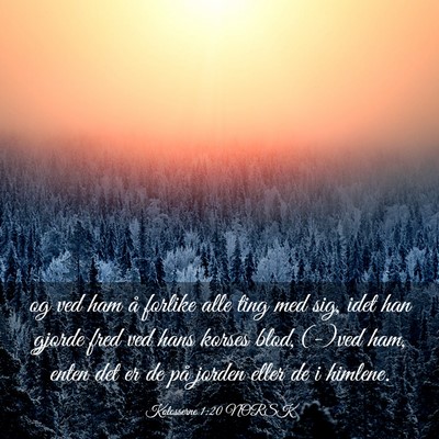 Picture 03 - Kolosserne 1:20 NORSK - og ved ham å forlike alle ting med sig, idet han - Bible Verse Picture