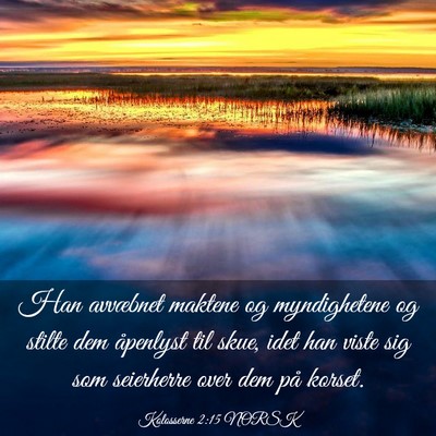 Picture 03 - Kolosserne 2:15 NORSK - Han avvæbnet maktene og myndighetene og stilte - Bible Verse Picture