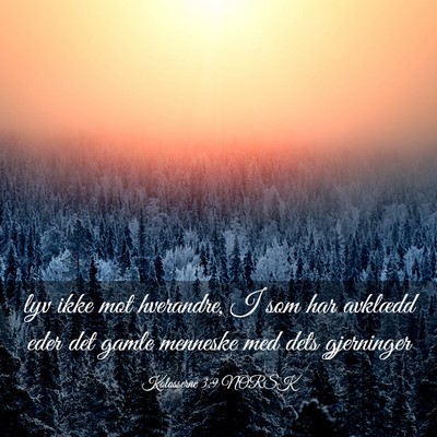 Picture 03 - Kolosserne 3:9 NORSK - lyv ikke mot hverandre, I som har avklædd eder - Bible Verse Picture
