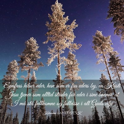 Picture 03 - Kolosserne 4:12 NORSK - Epafras hilser eder, han som er fra eders by, en - Bible Verse Picture