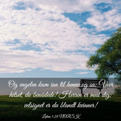 Picture 03 - Lukas 1:28 NORSK - Og engelen kom inn til henne og sa: Vær hilset, - Bible Verse Picture