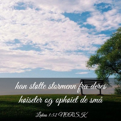 Picture 03 - Lukas 1:52 NORSK - han støtte stormenn fra deres høiseter og - Bible Verse Picture