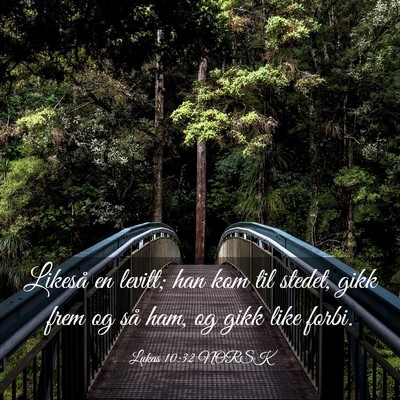Picture 03 - Lukas 10:32 NORSK - Likeså en levitt; han kom til stedet, gikk frem - Bible Verse Picture