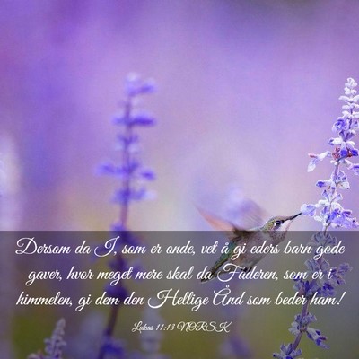 Picture 03 - Lukas 11:13 NORSK - Dersom da I, som er onde, vet å gi eders barn - Bible Verse Picture