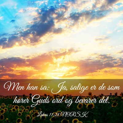 Picture 03 - Lukas 11:28 NORSK - Men han sa: Ja, salige er de som hører Guds ord - Bible Verse Picture