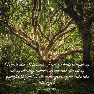 Picture 03 - Lukas 11:42 NORSK - Men ve eder, I fariseere, I som gir tiende av - Bible Verse Picture