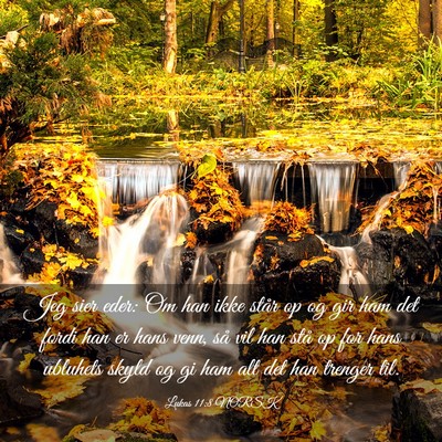 Picture 03 - Lukas 11:8 NORSK - Jeg sier eder: Om han ikke står op og gir ham - Bible Verse Picture