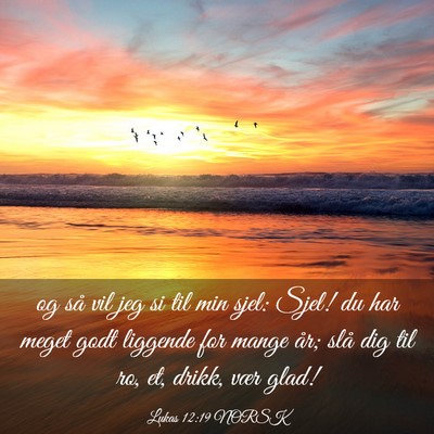 Picture 03 - Lukas 12:19 NORSK - og så vil jeg si til min sjel: Sjel! du har - Bible Verse Picture