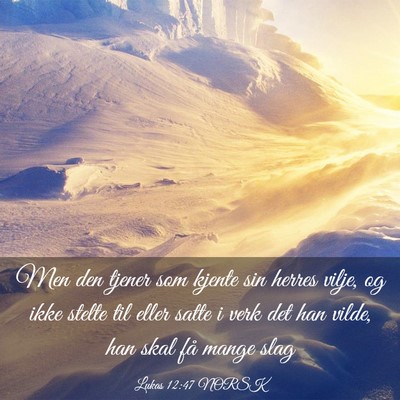 Picture 03 - Lukas 12:47 NORSK - Men den tjener som kjente sin herres vilje, og - Bible Verse Picture