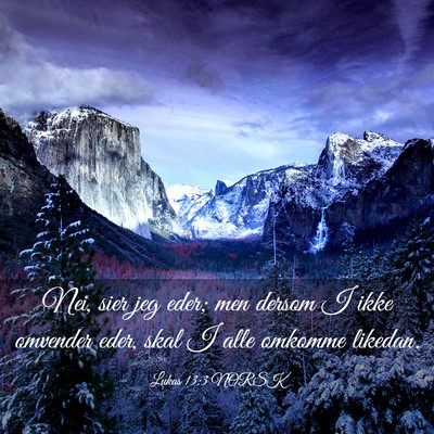 Picture 03 - Lukas 13:3 NORSK - Nei, sier jeg eder; men dersom I ikke omvender - Bible Verse Picture