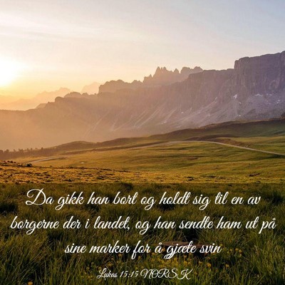 Picture 03 - Lukas 15:15 NORSK - Da gikk han bort og holdt sig til en av borgerne - Bible Verse Picture