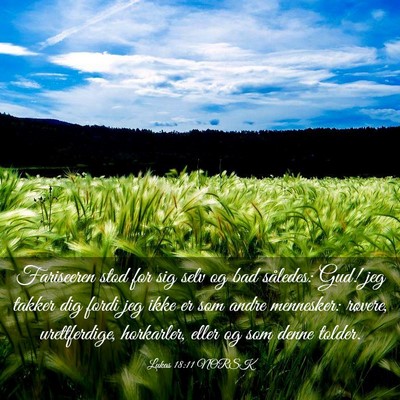 Picture 03 - Lukas 18:11 NORSK - Fariseeren stod for sig selv og bad således: - Bible Verse Picture