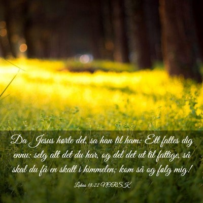 Picture 03 - Lukas 18:22 NORSK - Da Jesus hørte det, sa han til ham: Ett fattes - Bible Verse Picture