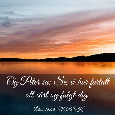 Picture 03 - Lukas 18:28 NORSK - Og Peter sa: Se, vi har forlatt alt vårt og - Bible Verse Picture