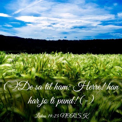 Picture 03 - Lukas 19:25 NORSK - (-)De sa til ham: Herre! han har jo ti pund! - Bible Verse Picture