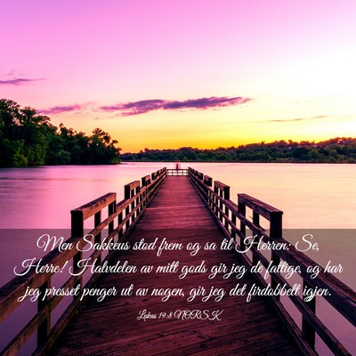 Picture 03 - Lukas 19:8 NORSK - Men Sakkeus stod frem og sa til Herren: Se, - Bible Verse Picture