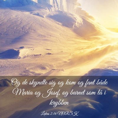 Picture 03 - Lukas 2:16 NORSK - Og de skyndte sig og kom og fant både Maria og - Bible Verse Picture