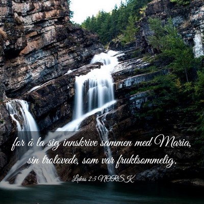 Picture 03 - Lukas 2:5 NORSK - for å la sig innskrive sammen med Maria, sin - Bible Verse Picture