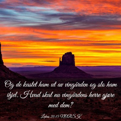 Picture 03 - Lukas 20:15 NORSK - Og de kastet ham ut av vingården og slo ham - Bible Verse Picture