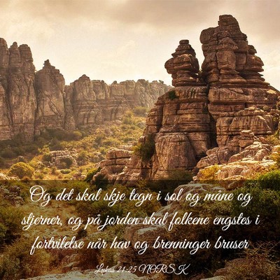 Picture 03 - Lukas 21:25 NORSK - Og det skal skje tegn i sol og måne og stjerner, - Bible Verse Picture