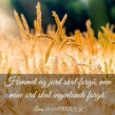 Picture 03 - Lukas 21:33 NORSK - Himmel og jord skal forgå, men mine ord skal - Bible Verse Picture
