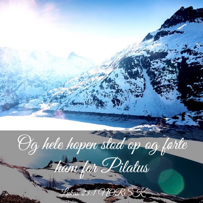 Picture 03 - Lukas 23:1 NORSK - Og hele hopen stod op og førte ham for - Bible Verse Picture
