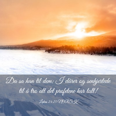 Picture 03 - Lukas 24:25 NORSK - Da sa han til dem: I dårer og senhjertede til å - Bible Verse Picture