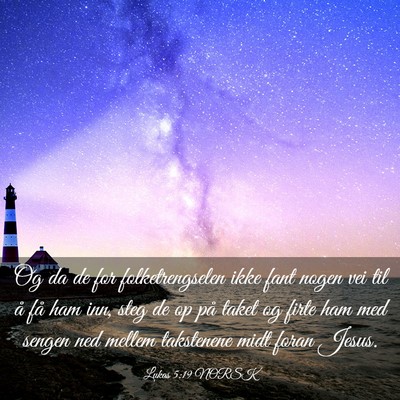 Picture 03 - Lukas 5:19 NORSK - Og da de for folketrengselen ikke fant nogen vei - Bible Verse Picture