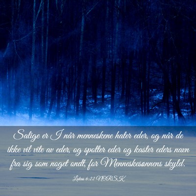 Picture 03 - Lukas 6:22 NORSK - Salige er I når menneskene hater eder, og når - Bible Verse Picture