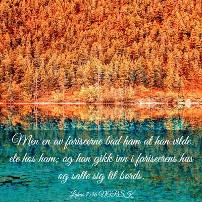 Picture 03 - Lukas 7:36 NORSK - Men en av fariseerne bad ham at han vilde ete hos - Bible Verse Picture