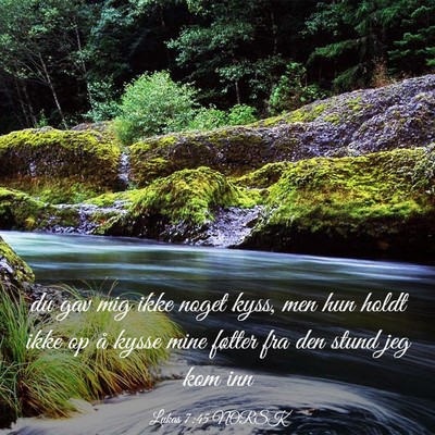 Picture 03 - Lukas 7:45 NORSK - du gav mig ikke noget kyss, men hun holdt ikke op - Bible Verse Picture
