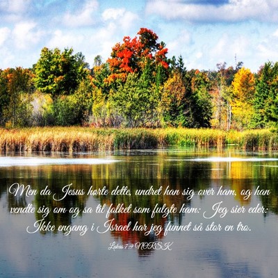 Picture 03 - Lukas 7:9 NORSK - Men da Jesus hørte dette, undret han sig over - Bible Verse Picture