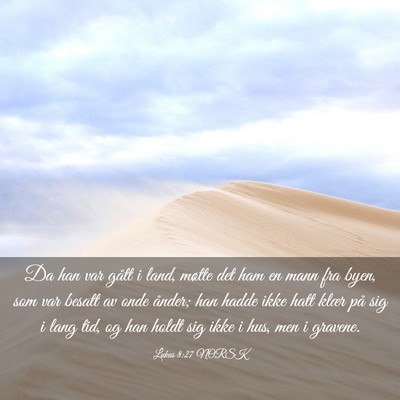Picture 03 - Lukas 8:27 NORSK - Da han var gått i land, møtte det ham en mann - Bible Verse Picture