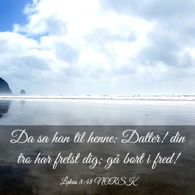 Picture 03 - Lukas 8:48 NORSK - Da sa han til henne: Datter! din tro har frelst - Bible Verse Picture