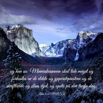 Picture 03 - Lukas 9:22 NORSK - og han sa: Menneskesønnen skal lide meget og - Bible Verse Picture